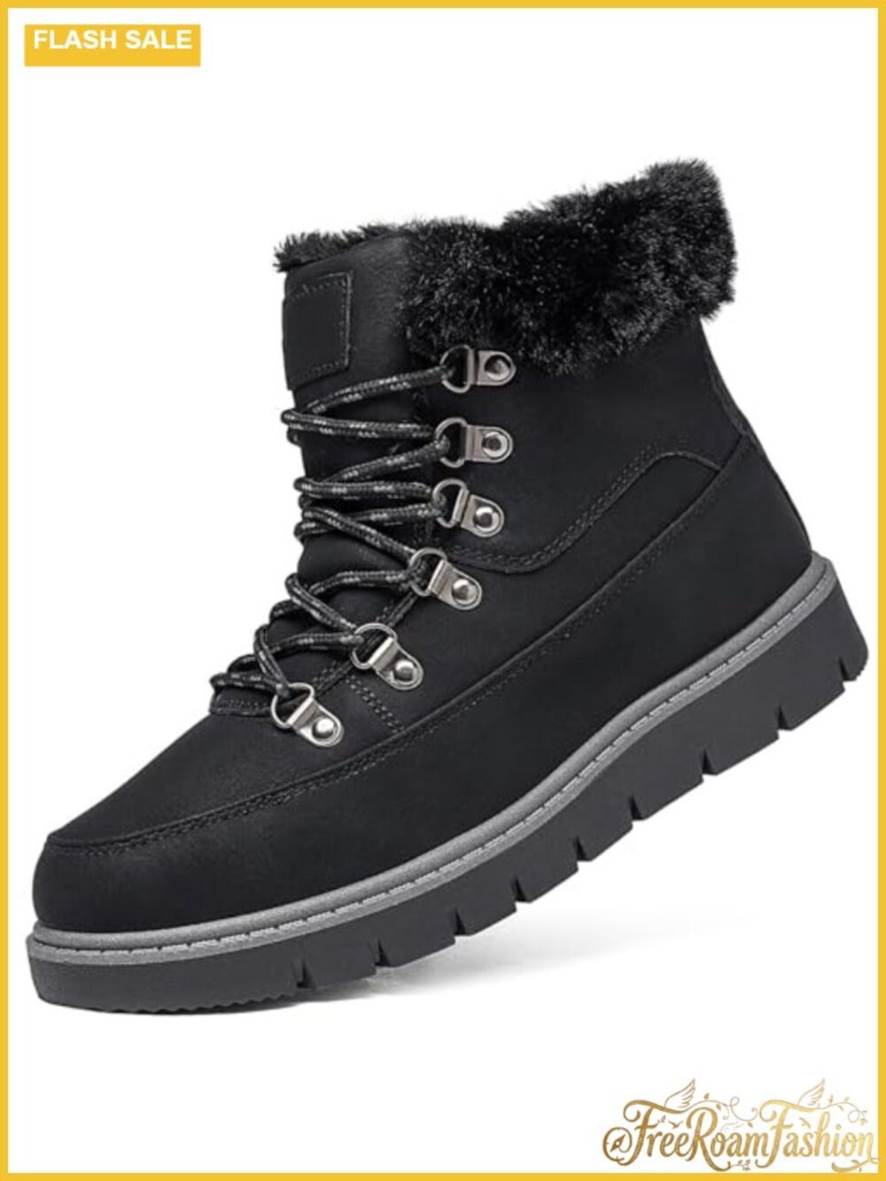 Women's Winter Warm Ankle Boots Suede Faux Leather Fur Lined Non Slip